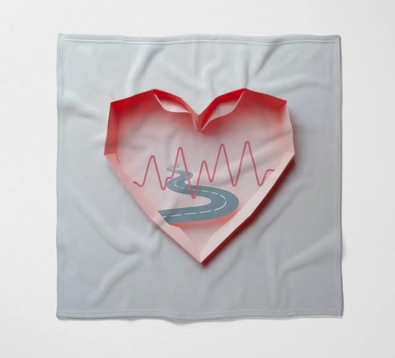 Design a forma di cuore con strada tortuosa e linea del polso coperta in pile da DesignDoodle