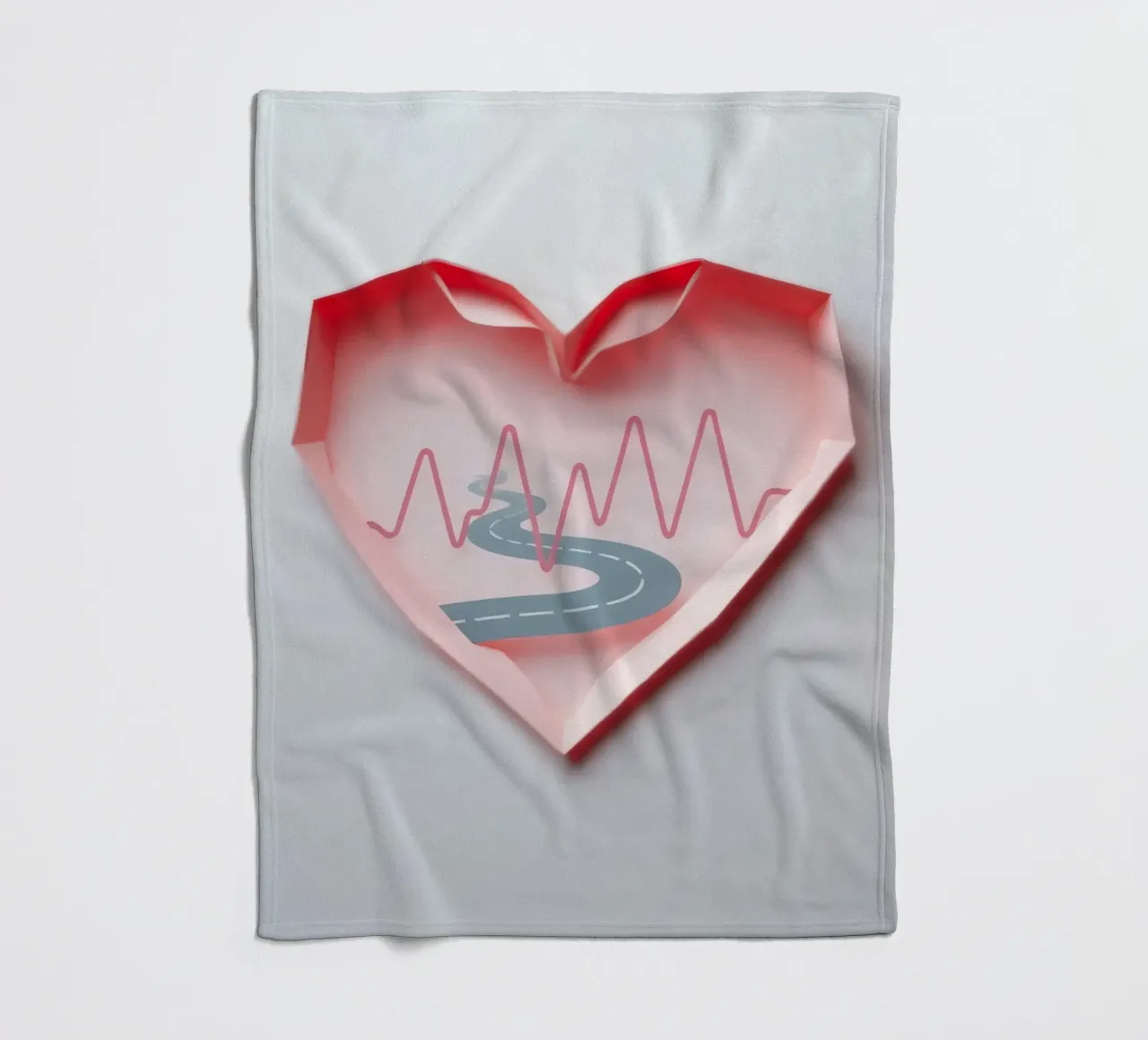 Design a forma di cuore con strada tortuosa e linea del polso coperta in pile da DesignDoodle
