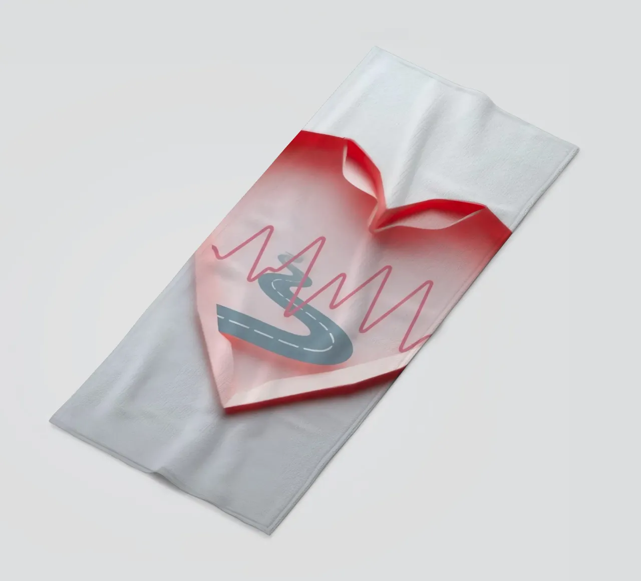 Design a forma di cuore con strada tortuosa e linea del polso telo mare da DesignDoodle