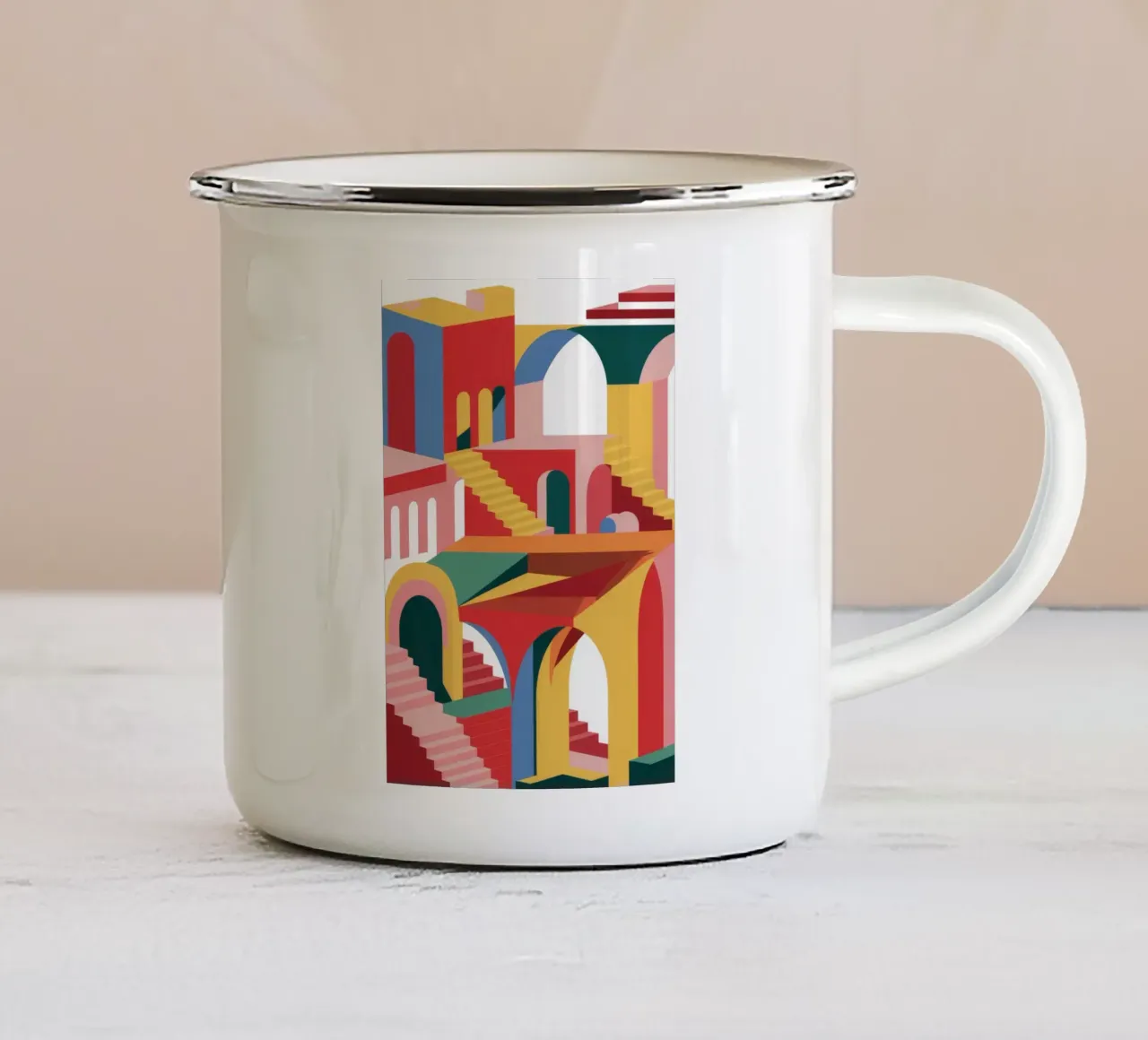 Aufstieg zum chromatischen Labyrinth Emaille Tasse von Stone Patina