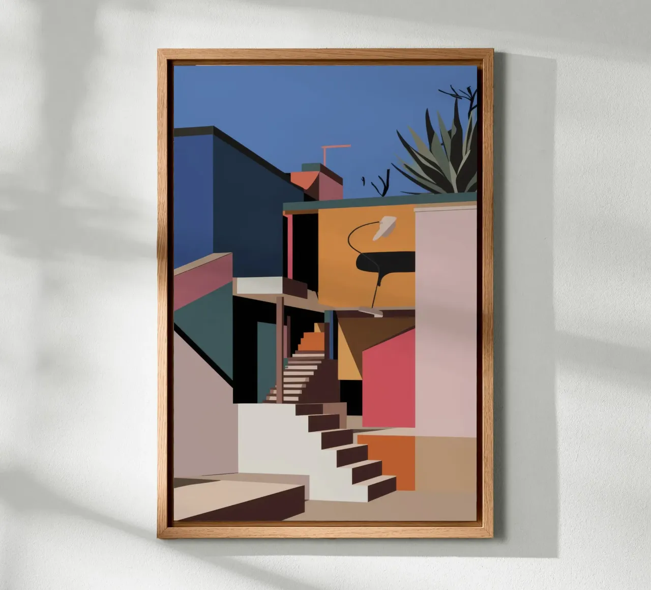 Modernist Patio View Leinwand mit Schattenfugenrahmen von Stone Patina