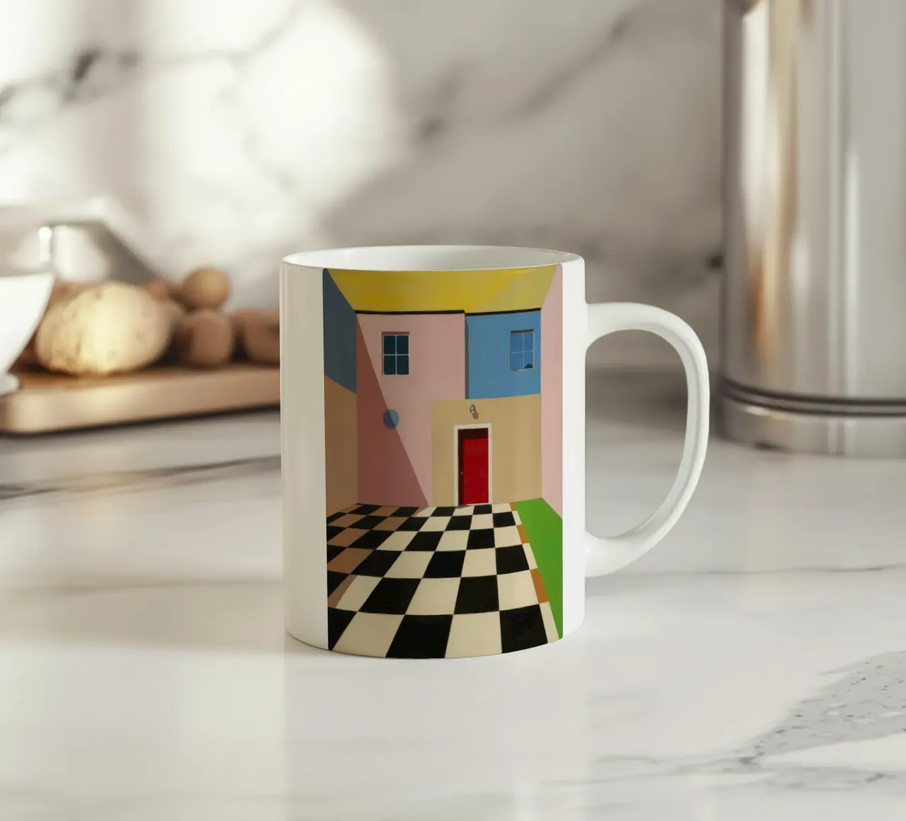 Soglia di fuga a scacchiera tazza in ceramica da Stone Patina