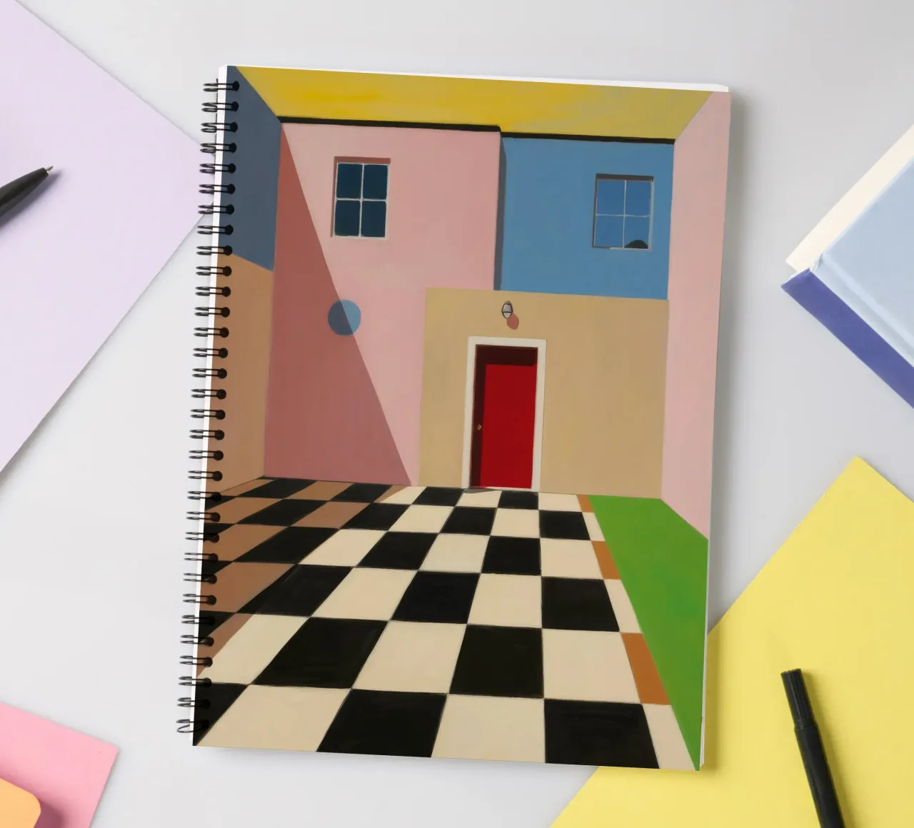 Checkered Threshold Escape spiral notebook by Stone Patina