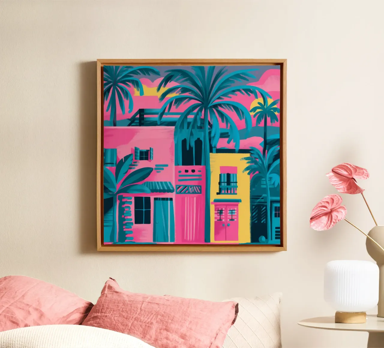 Neon Tropic Radiance tela con Cornice a cassetta da Jasper Rune