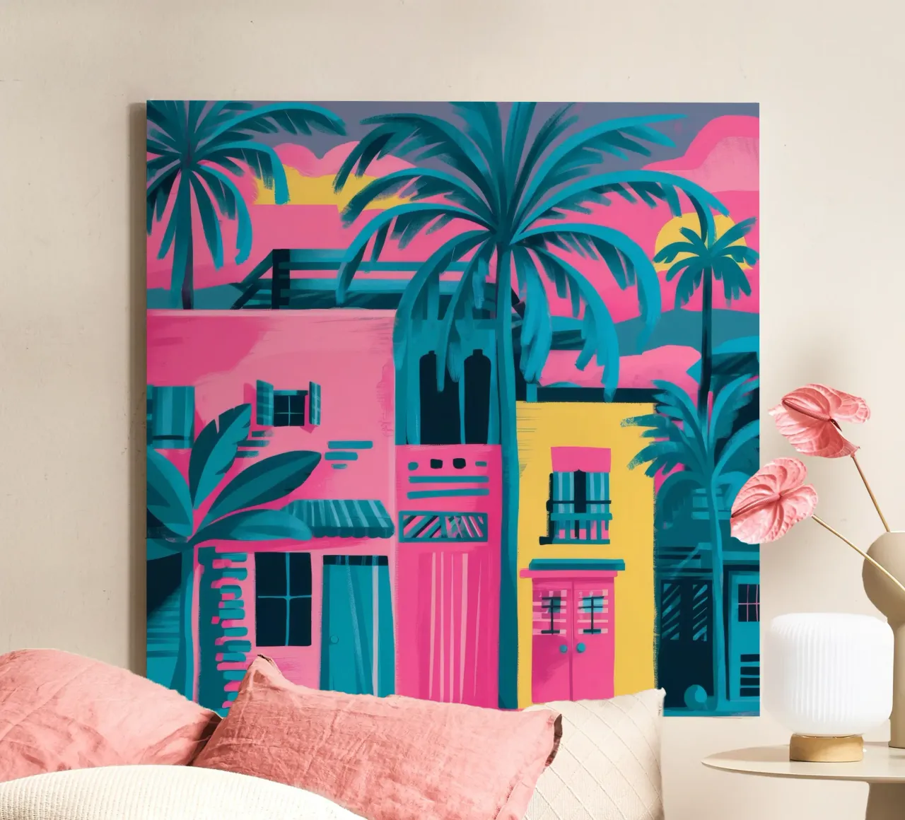 Neon Tropic Radiance tela con Cornice a cassetta da Jasper Rune