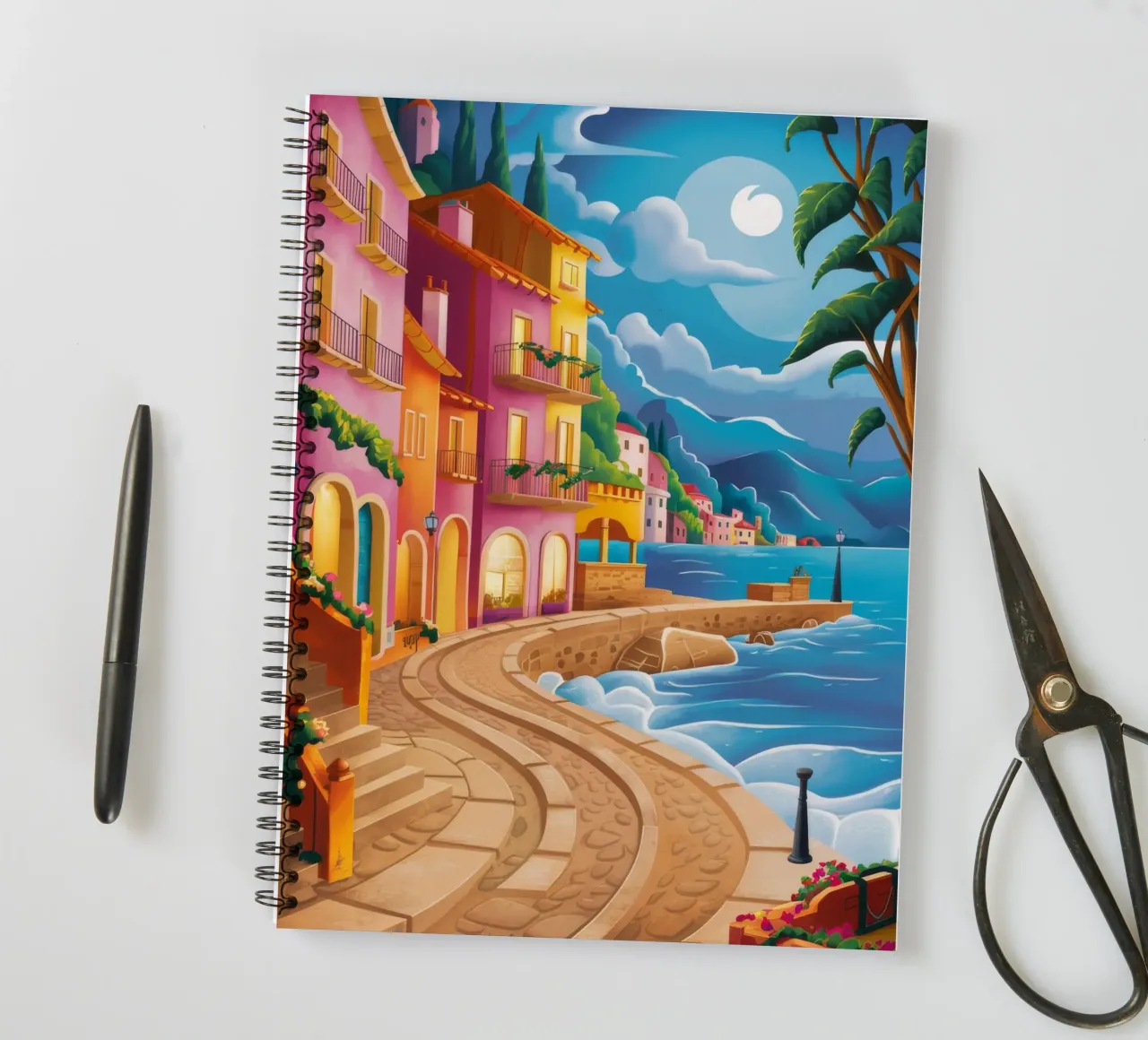 Moonlit Coastal Serenity spiral notebook by Jasper Rune