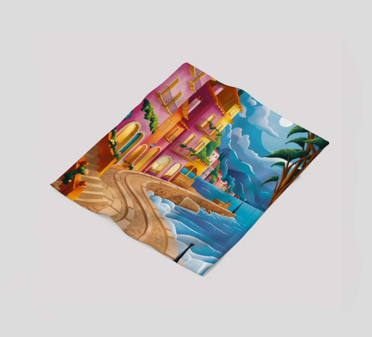 Moonlit Coastal Serenity fleece blanket by Jasper Rune