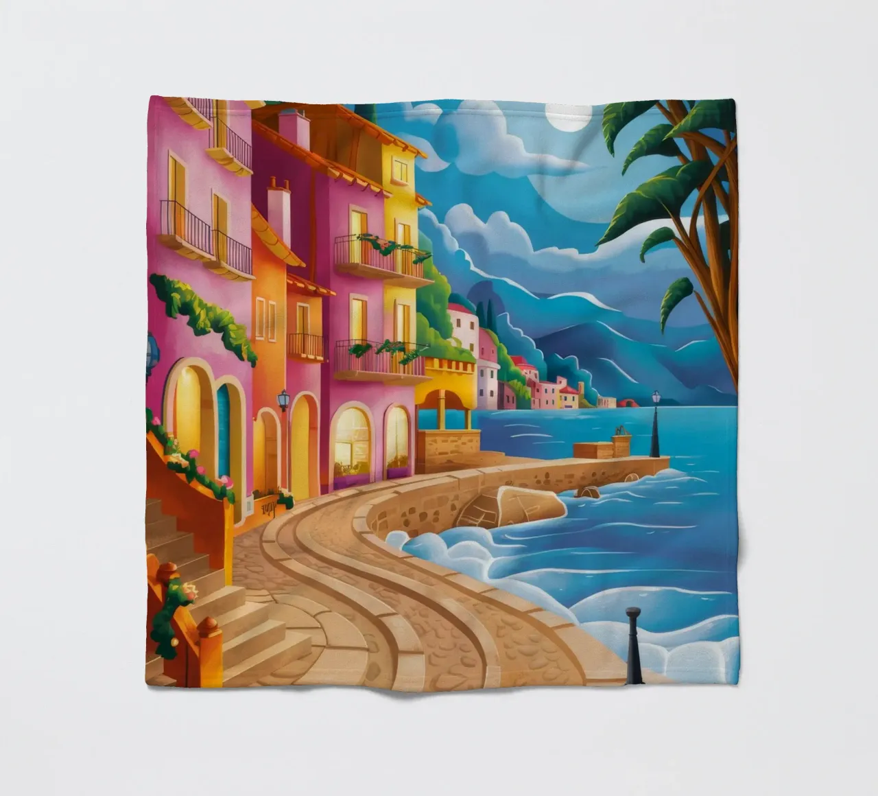 Moonlit Coastal Serenity fleece blanket by Jasper Rune