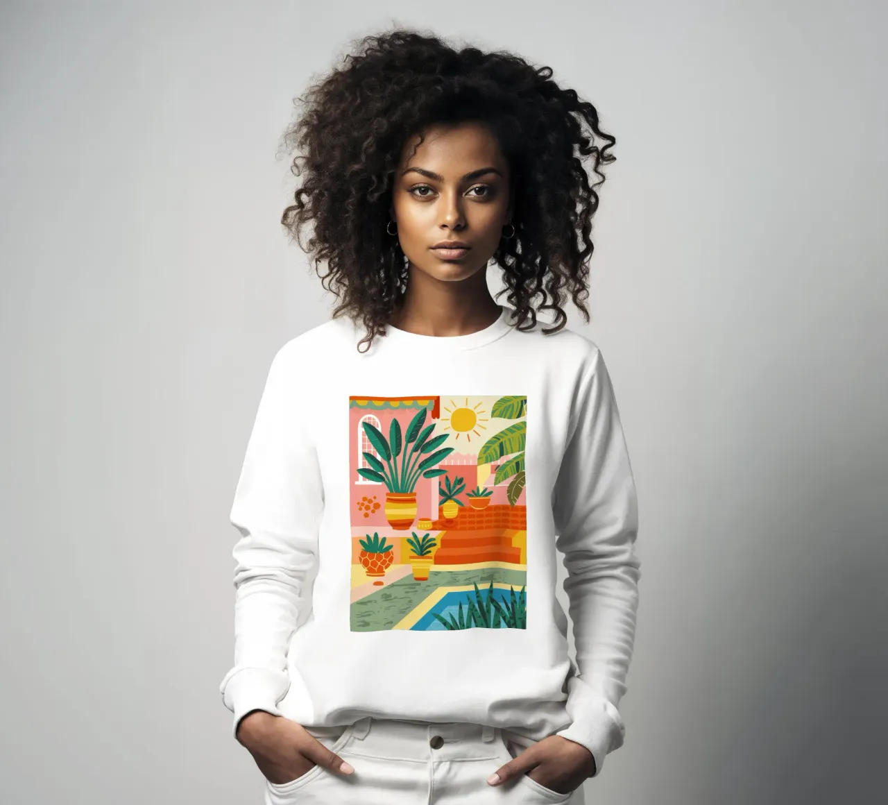 Poolside Jungle Paradise sweatshirt by Stone Patina
