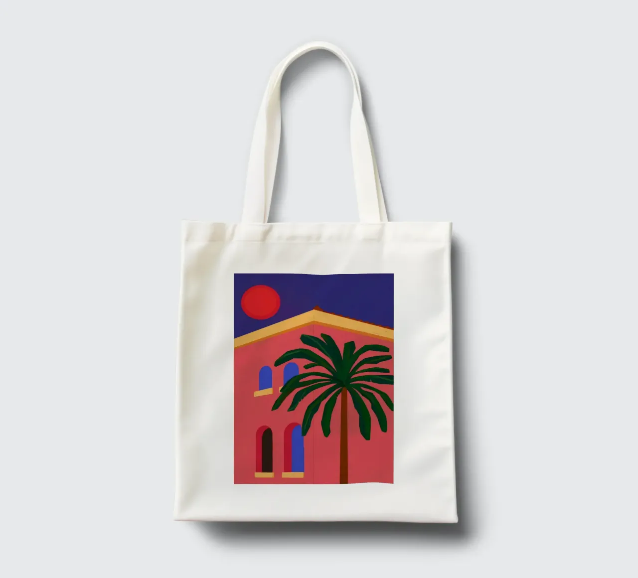 Sagoma di palma cremisi borsa in juta da Stone Patina