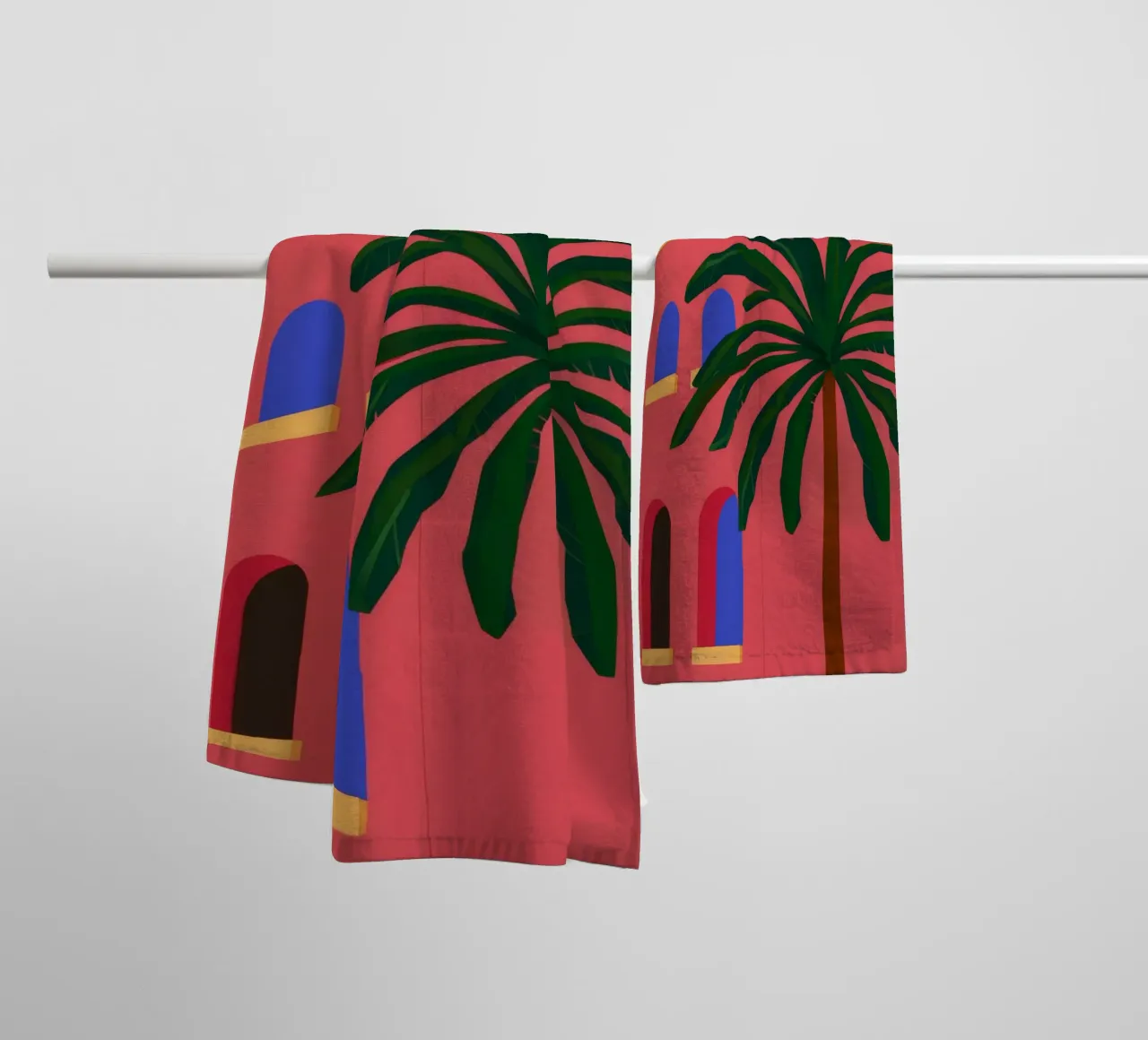 Crimson Palm Silhouette towel by Stone Patina