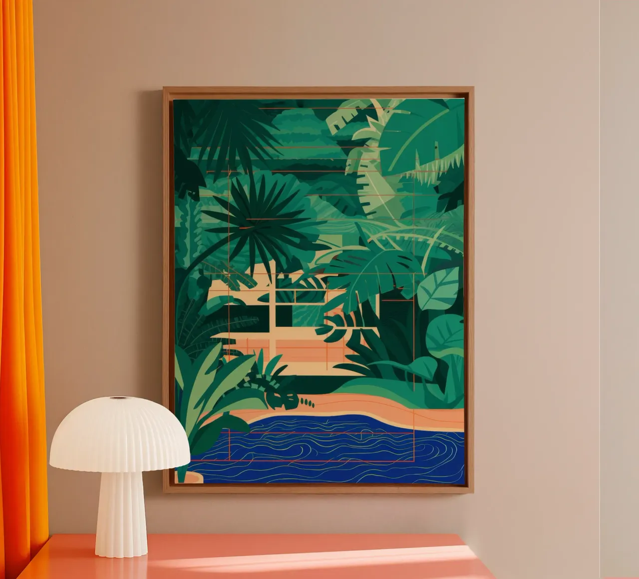 Groene oase in de jungle canvas met Baklijst van Jasper Rune