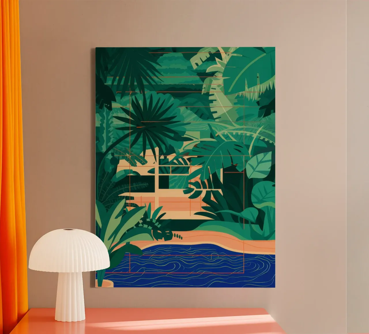Groene oase in de jungle canvas met Baklijst van Jasper Rune