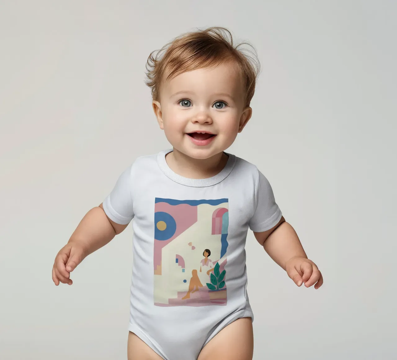 Pastel Figure Ascending short-sleeve baby romper by Stone Patina