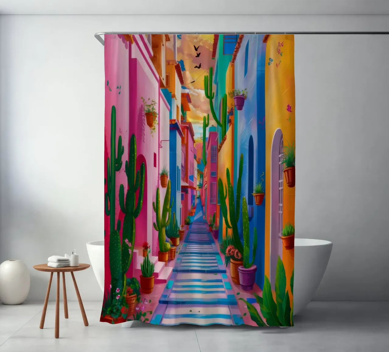 Vibrant Souk Passage shower curtain by Jasper Rune