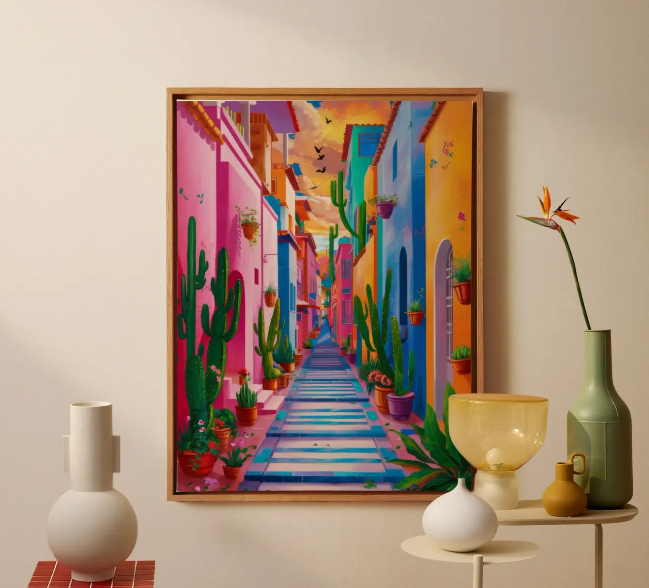 Levendige Souk Passage canvas met Baklijst van Jasper Rune