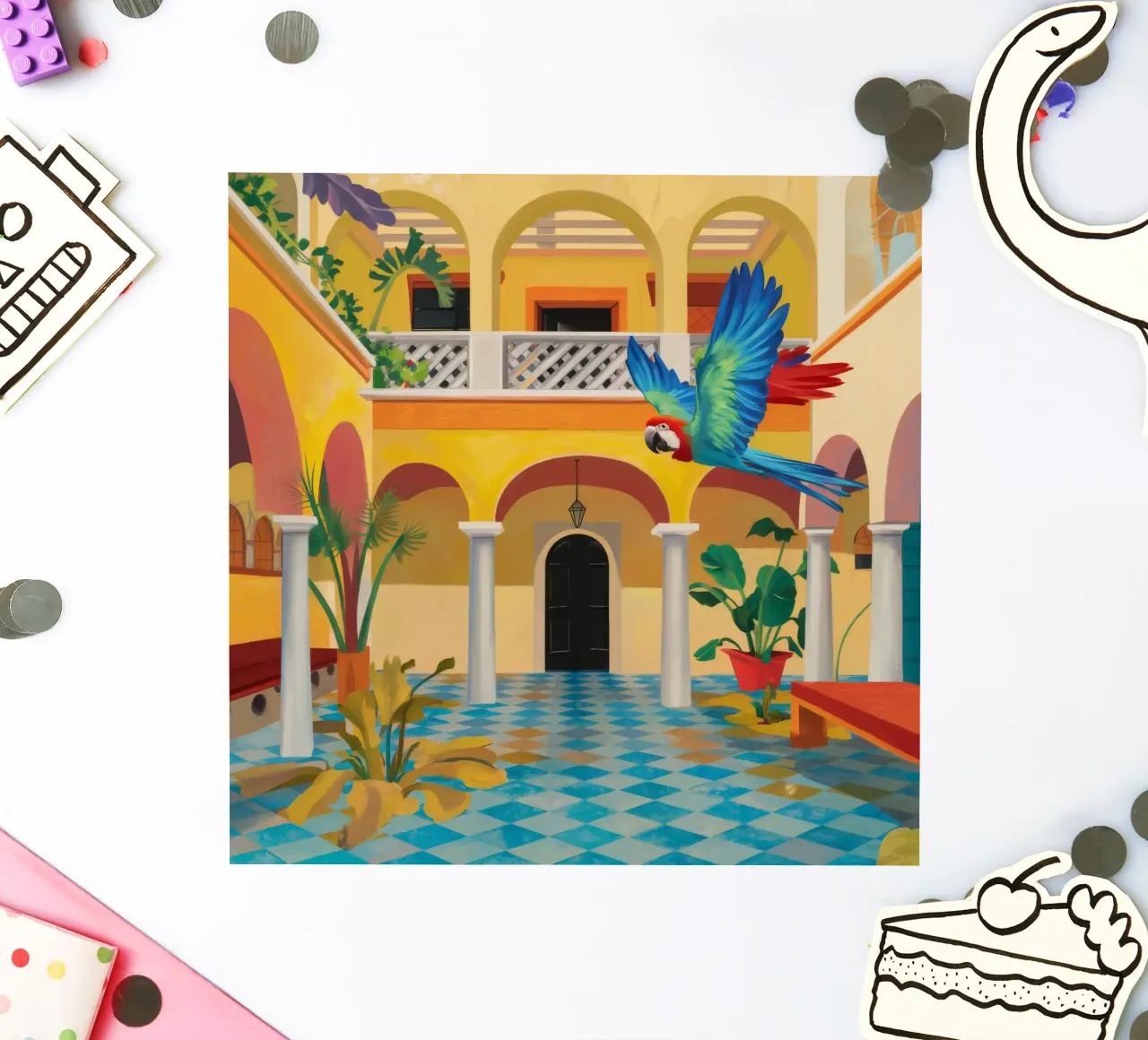 Courtyard Parrot Majesty sticker by Jasper Rune