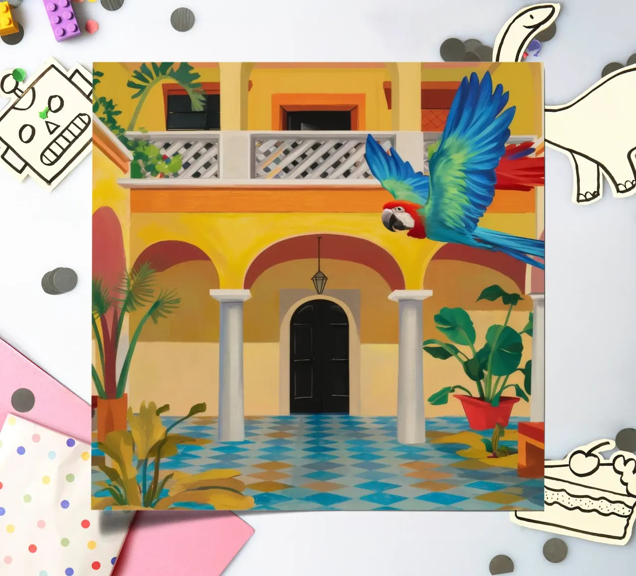 Courtyard Parrot Majesty sticker sheet by Jasper Rune