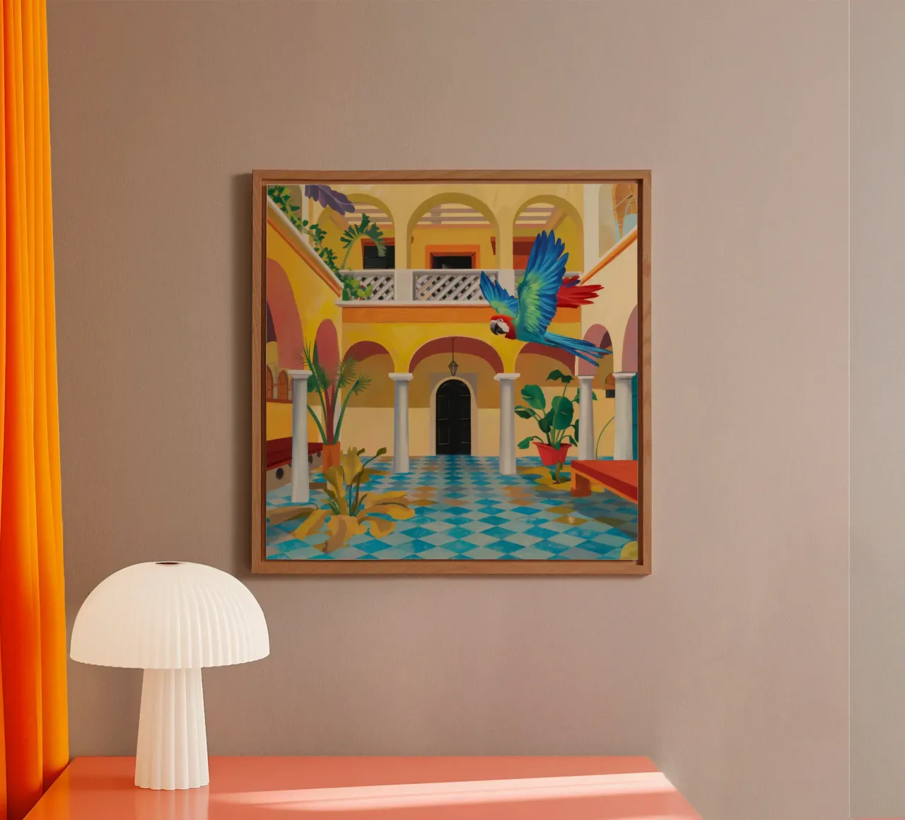 Cortile Parrot Majesty alluminio dibond da Jasper Rune