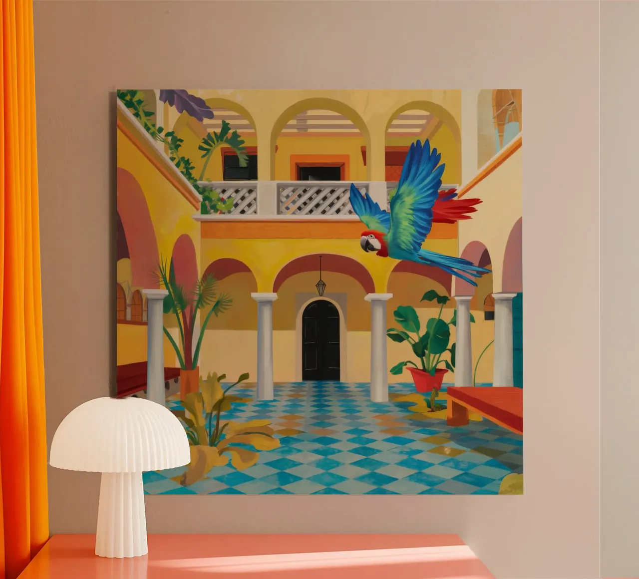 Cortile Parrot Majesty alluminio dibond da Jasper Rune