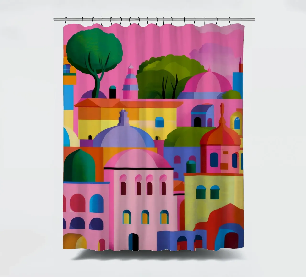 Chromatic Hillside Dream shower curtain by Jasper Rune