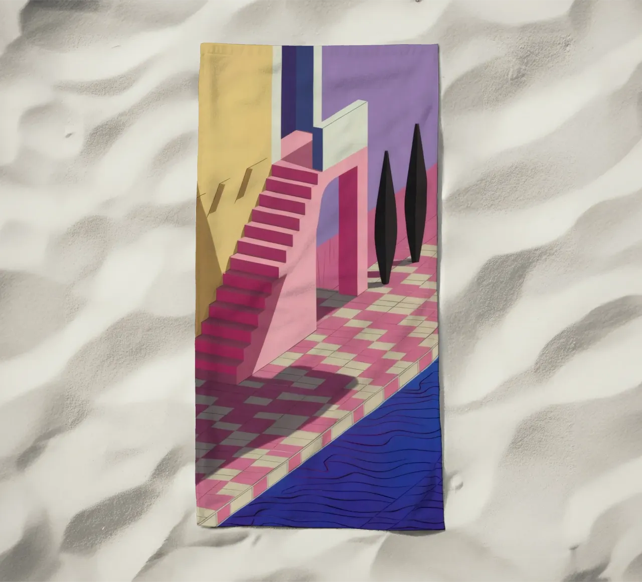 Violet Poolside Shadow beach towel by Stone Patina
