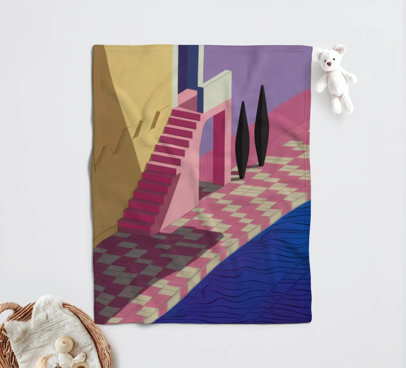 Violet Poolside Shadow fleece blanket by Stone Patina