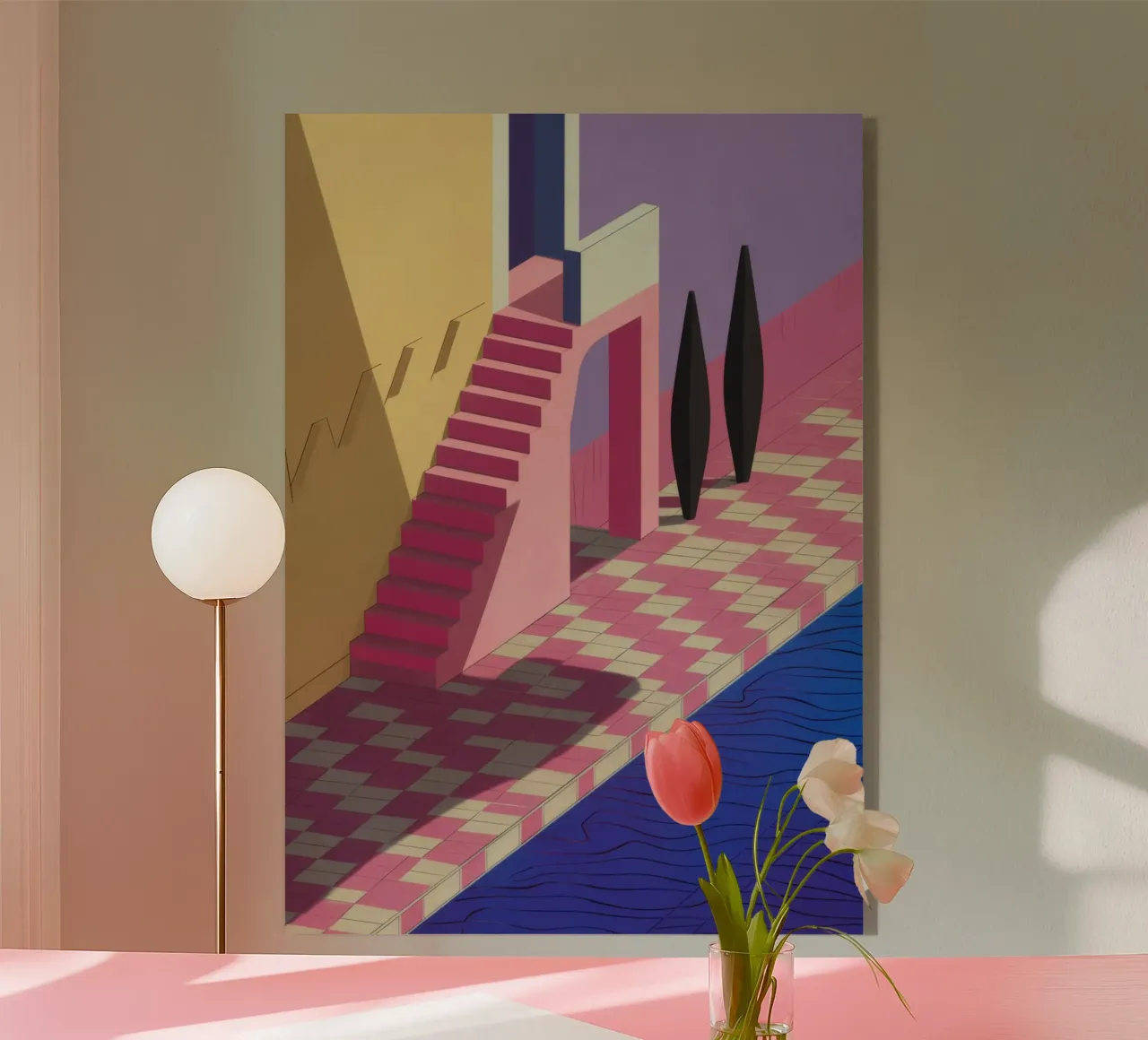 Ombre violette au bord de la piscine plexiglas de Stone Patina