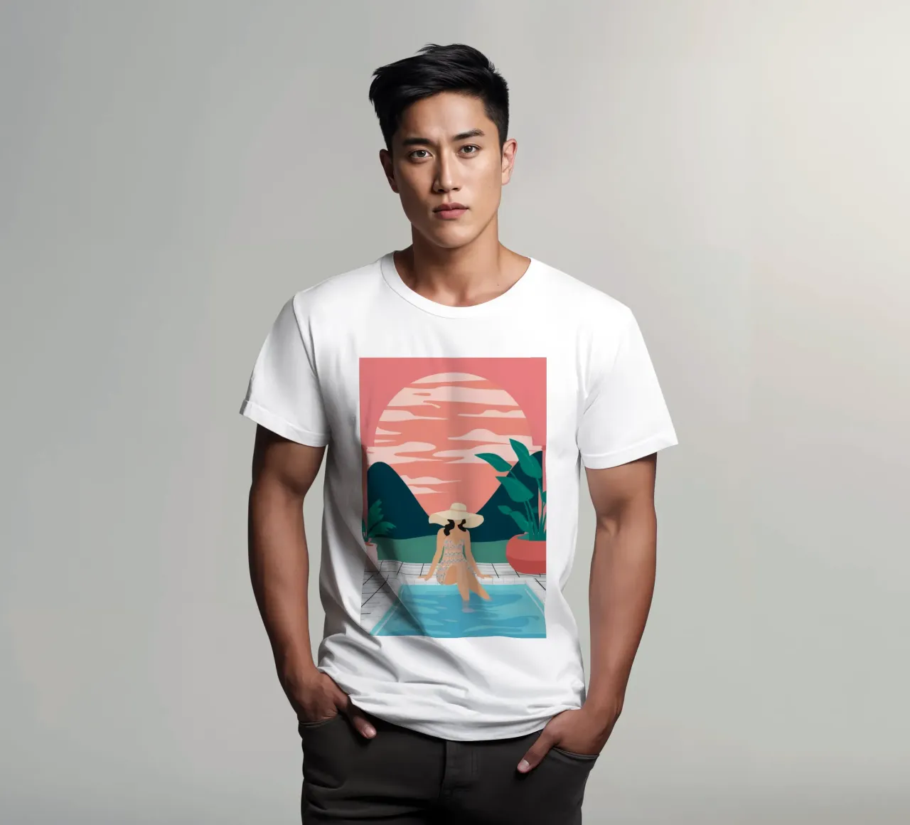 Sunset Poolside Solitude t-shirt by Stone Patina