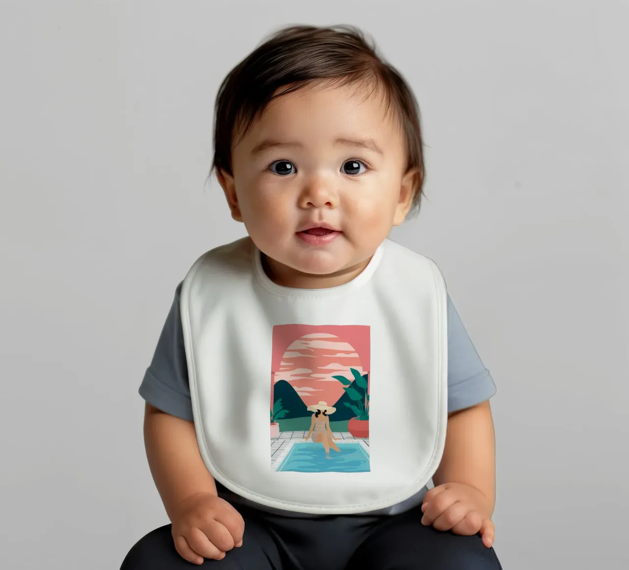 Sunset Poolside Solitude baby bib by Stone Patina