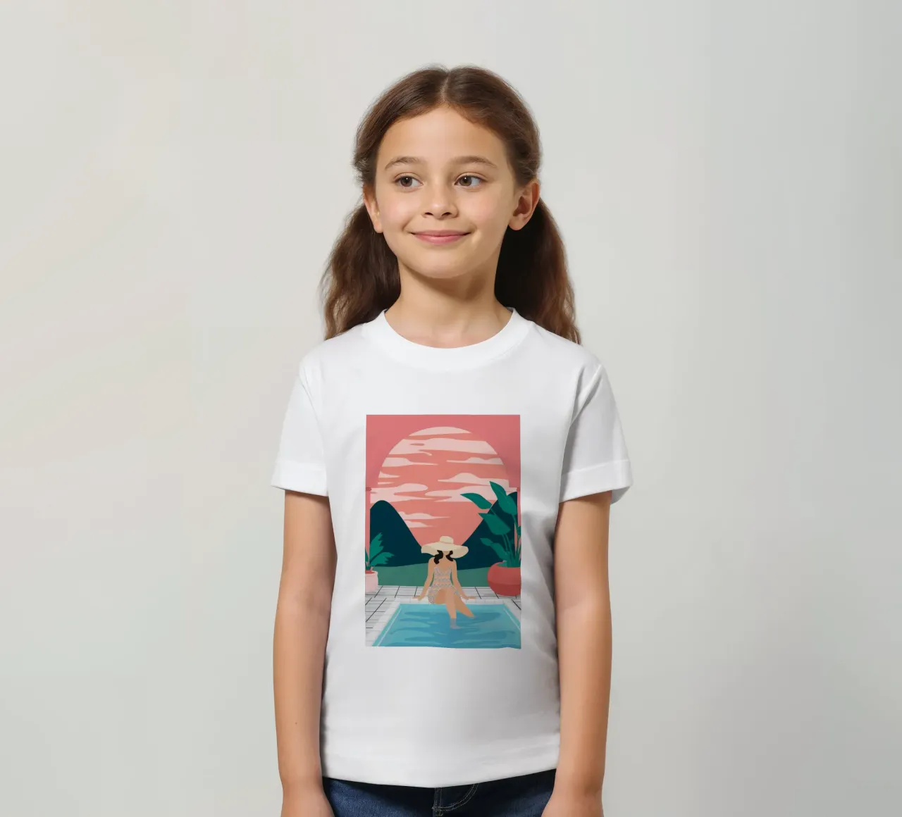 Einsamkeit bei Sonnenuntergang am Pool Kinder T-Shirt von Stone Patina