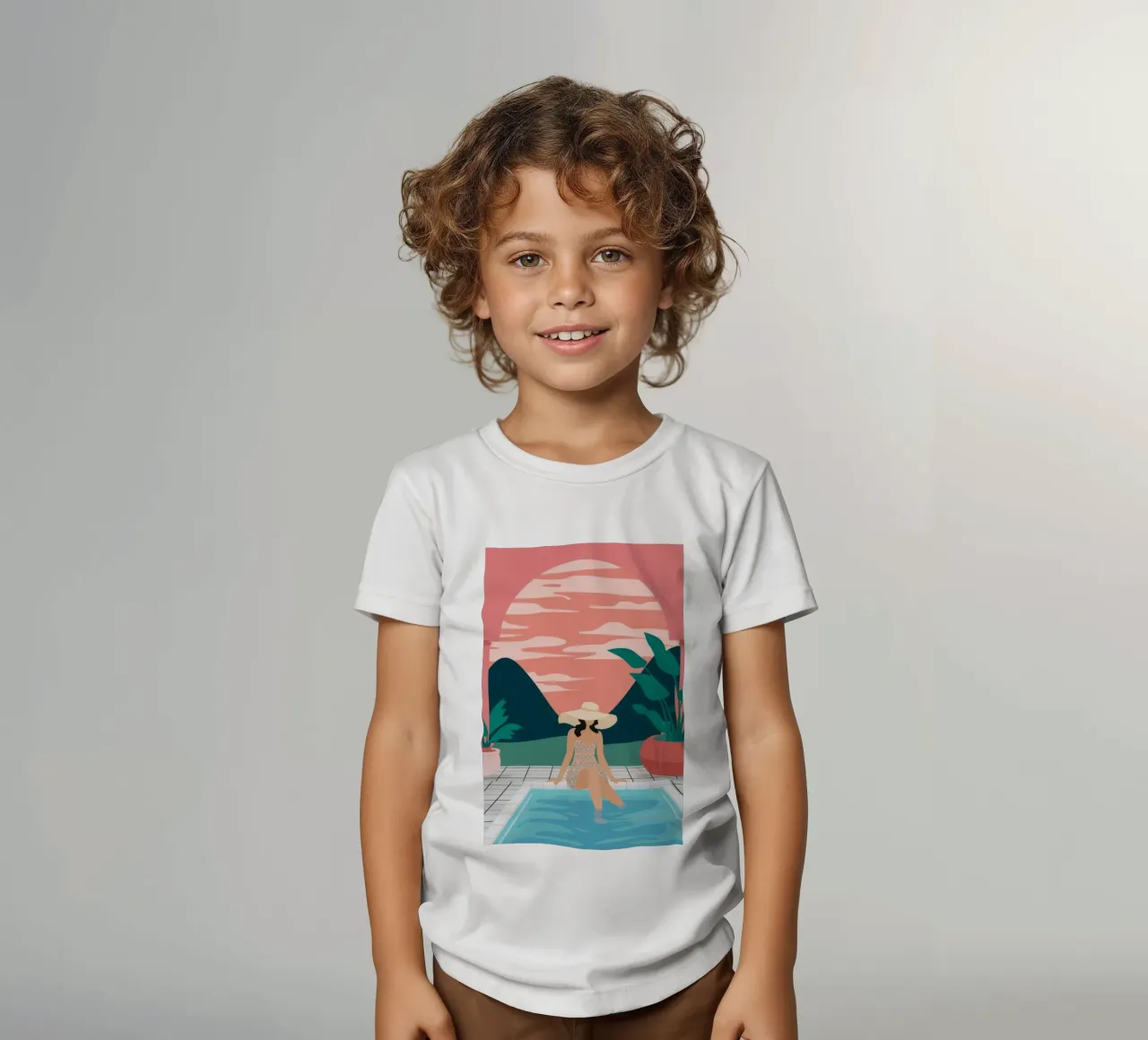 Einsamkeit bei Sonnenuntergang am Pool Kinder T-Shirt von Stone Patina