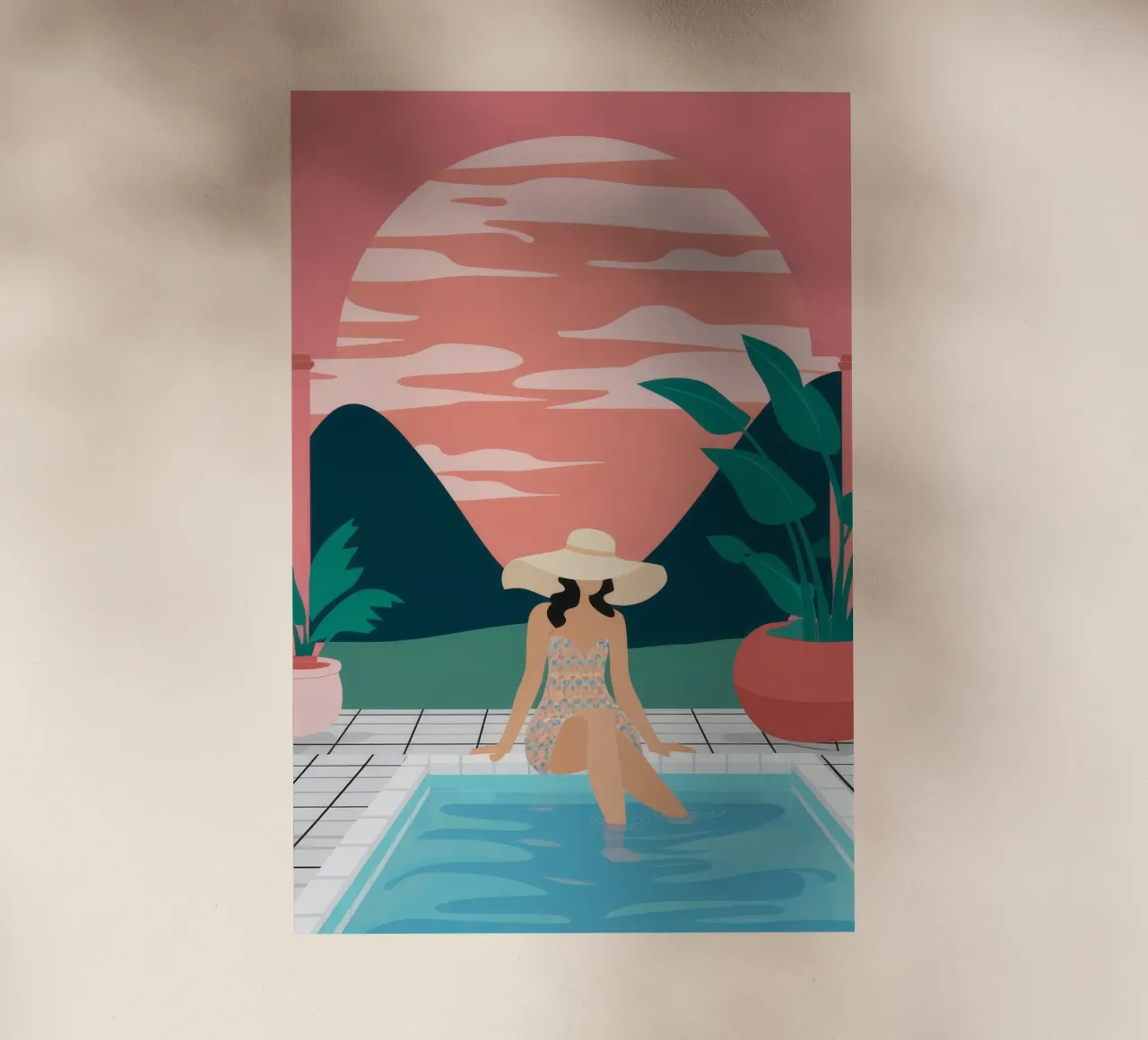 Solitudine a bordo piscina al tramonto pellicola backlit da Stone Patina