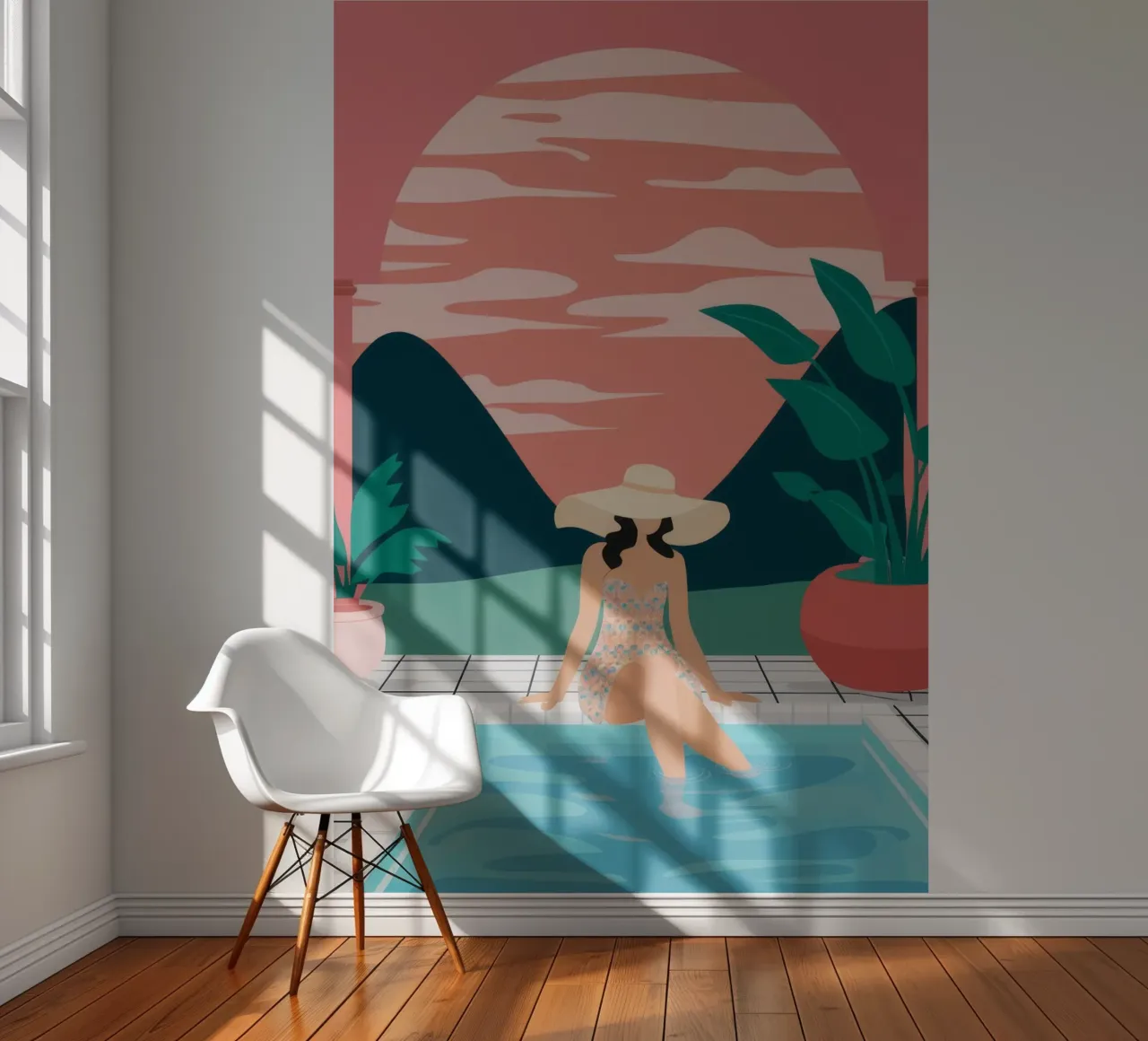 Sunset Poolside Solitude fotobehang van Stone Patina