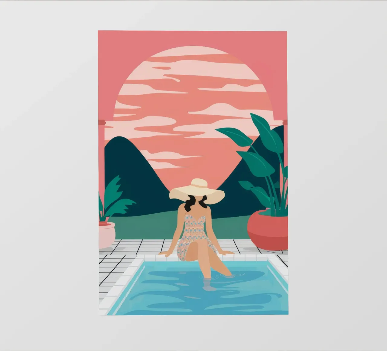Sunset Poolside Solitude fotobehang van Stone Patina