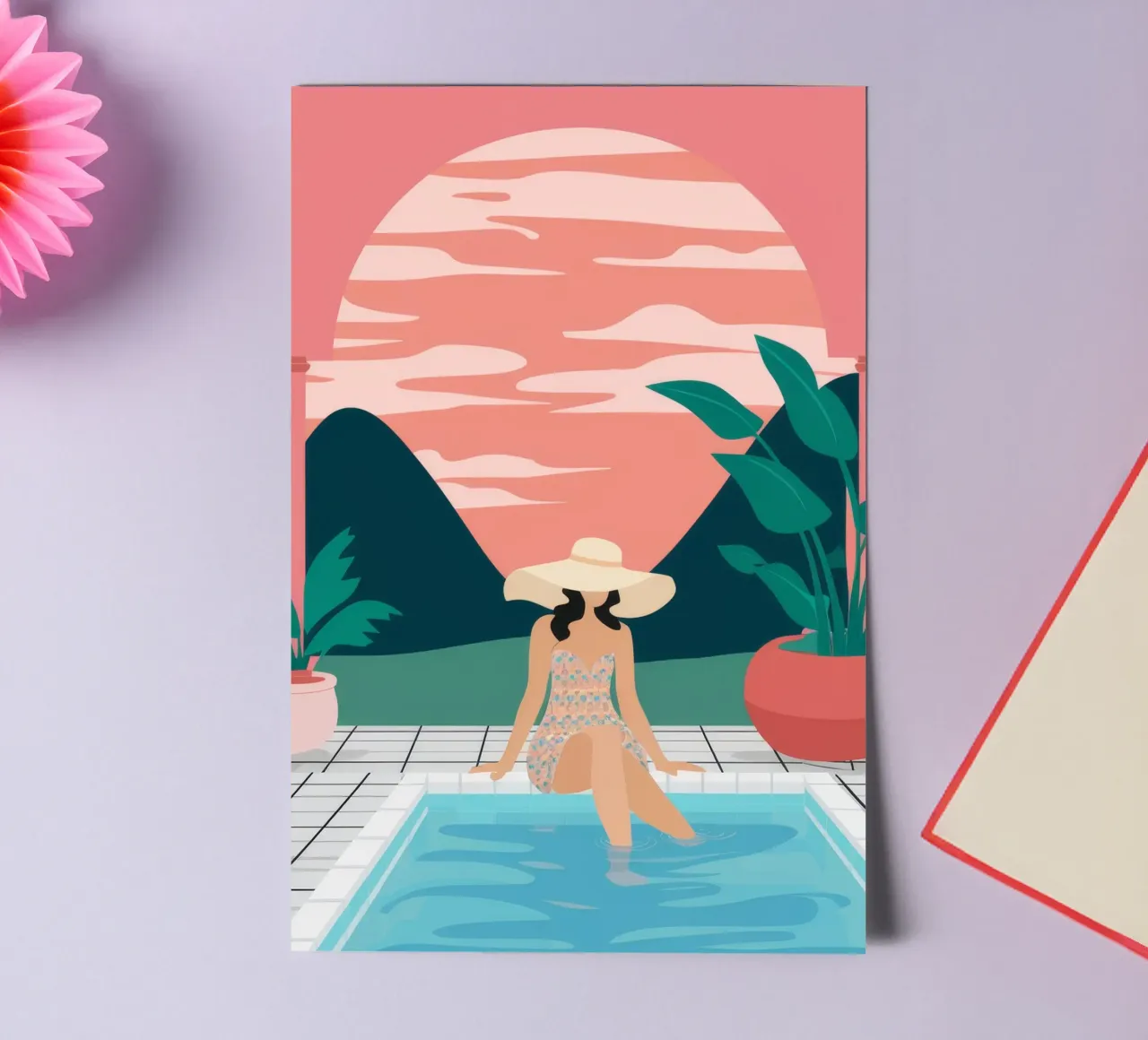 Sunset Poolside Solitude sticker sheet by Stone Patina