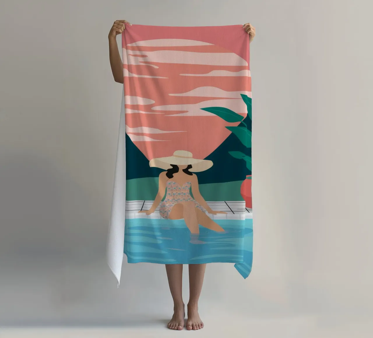 Sunset Poolside Solitude beach towel by Stone Patina