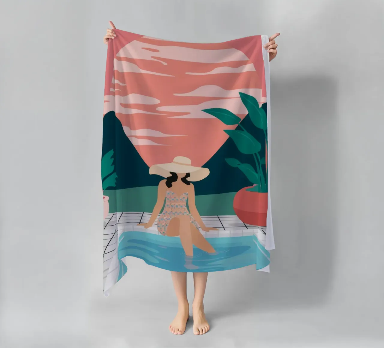 Sunset Poolside Solitude beach towel by Stone Patina