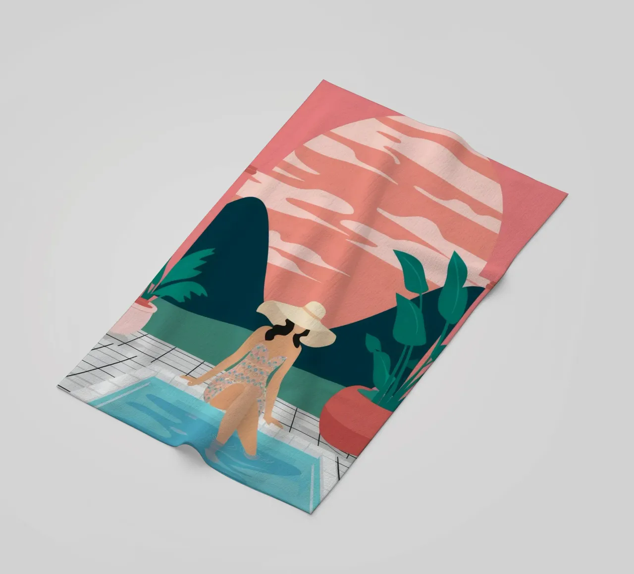Sunset Poolside Solitude beach towel by Stone Patina