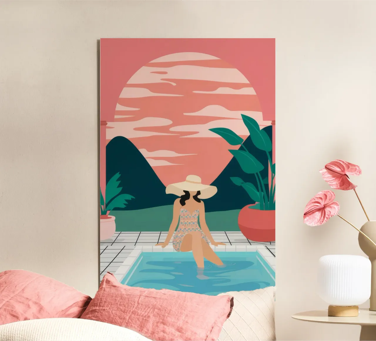 Sunset Poolside Solitude alu-dibond by Stone Patina