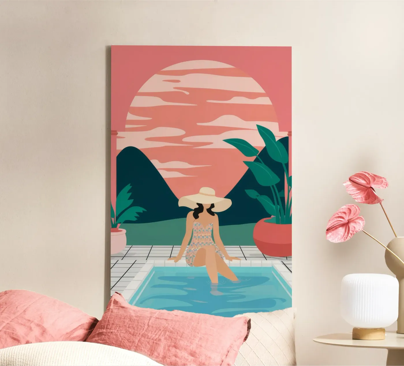 Sunset Poolside Solitude canvas by Stone Patina