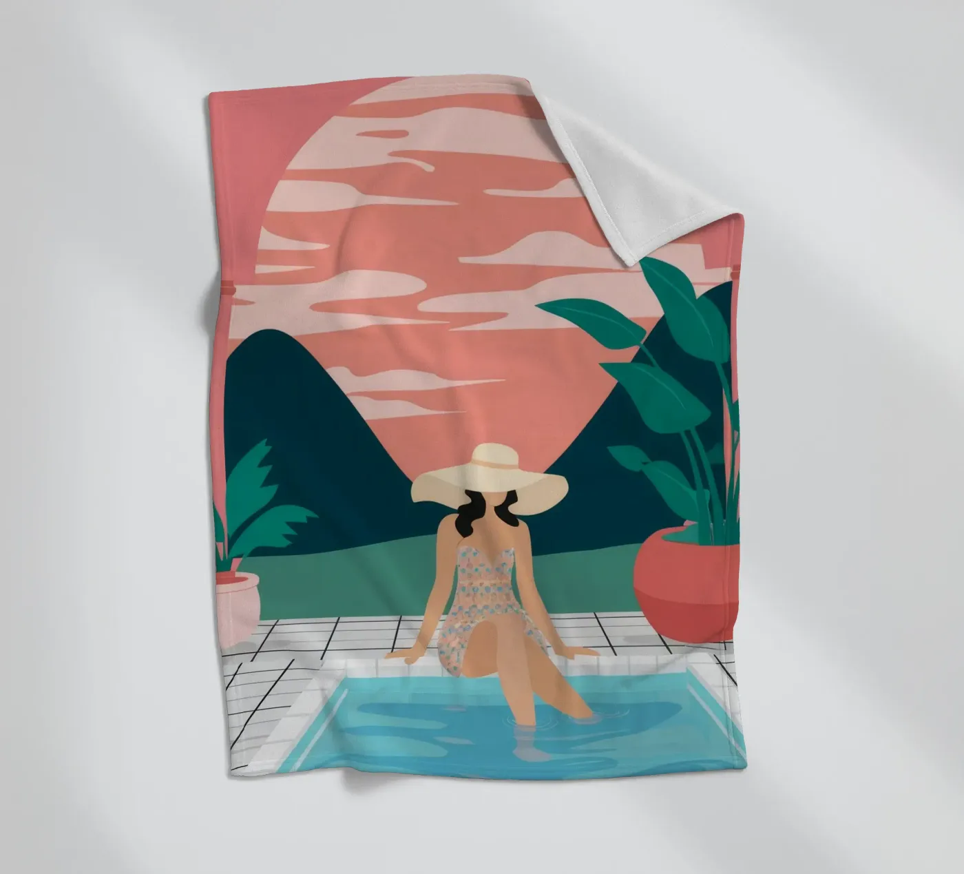 Sunset Poolside Solitude Fleecedecke von Stone Patina