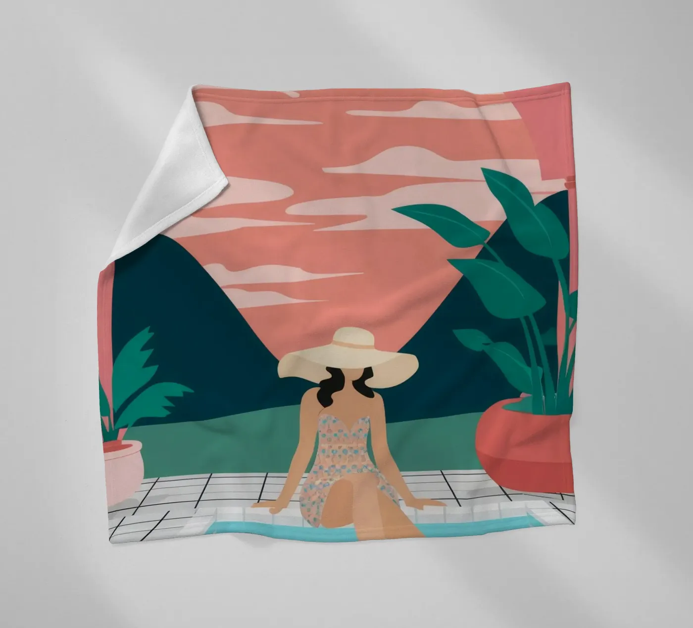 Sunset Poolside Solitude Fleecedecke von Stone Patina