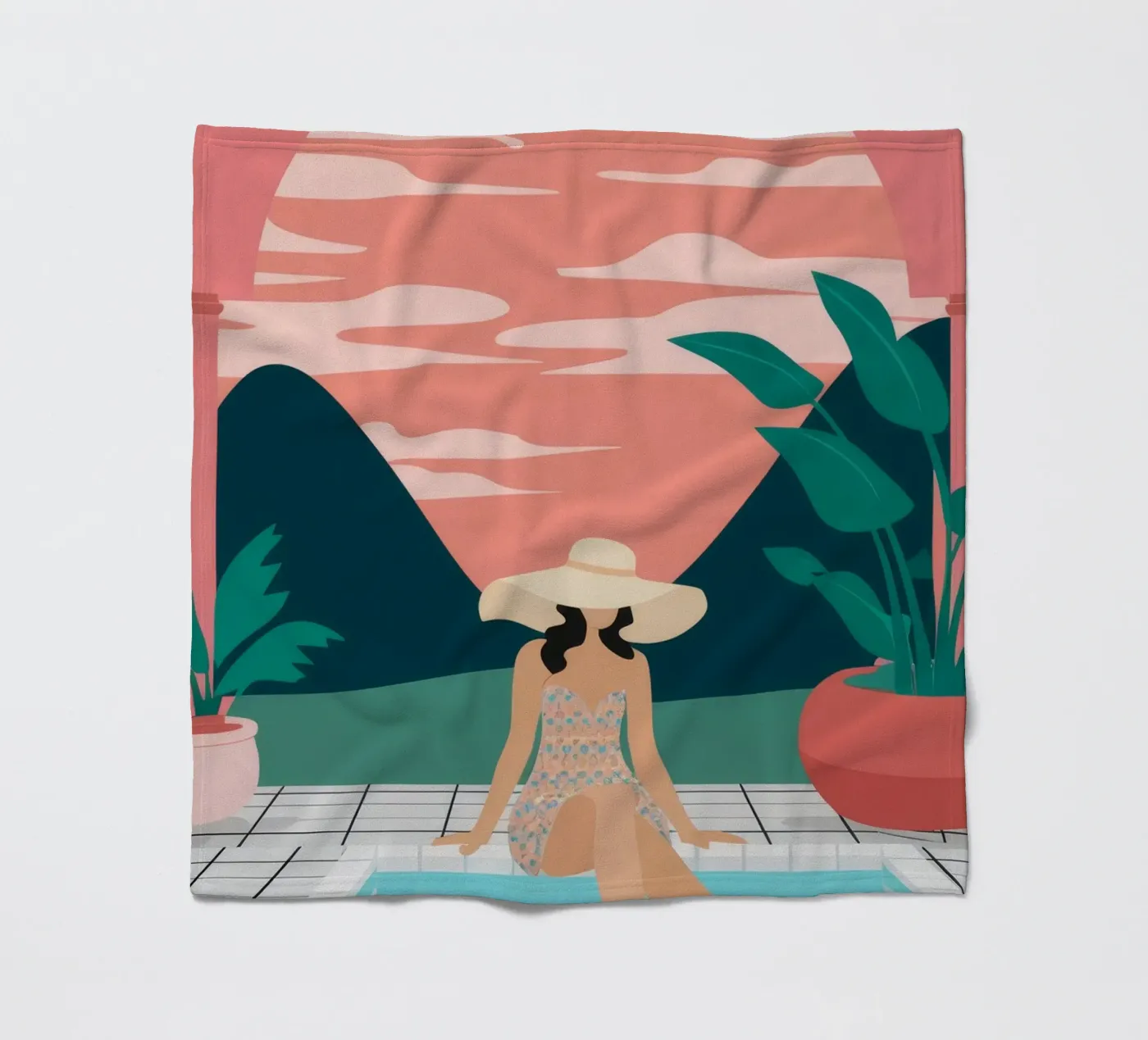 Sunset Poolside Solitude Fleecedecke von Stone Patina