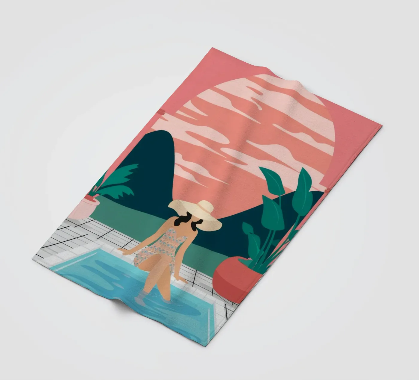 Sunset Poolside Solitude Fleecedecke von Stone Patina