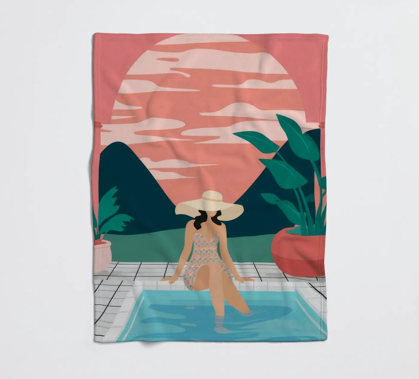 Sunset Poolside Solitude Fleecedecke von Stone Patina