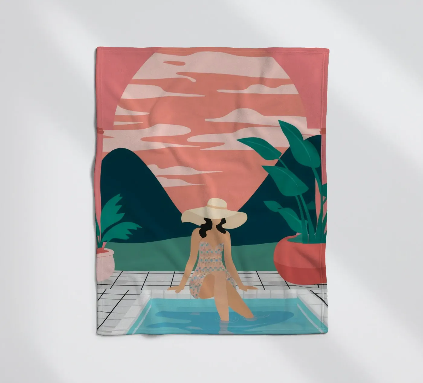 Sunset Poolside Solitude Fleecedecke von Stone Patina