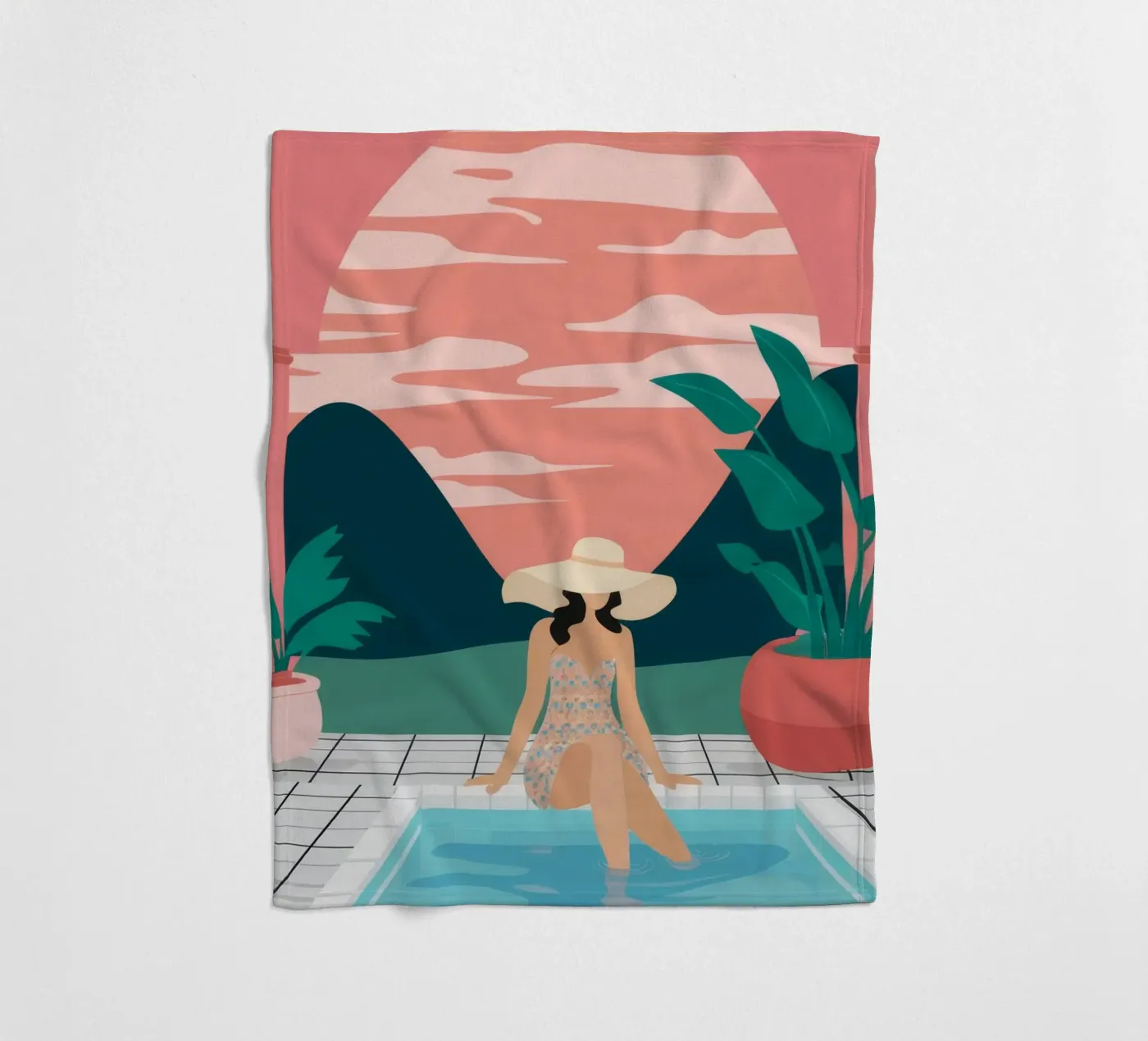 Sunset Poolside Solitude Fleecedecke von Stone Patina