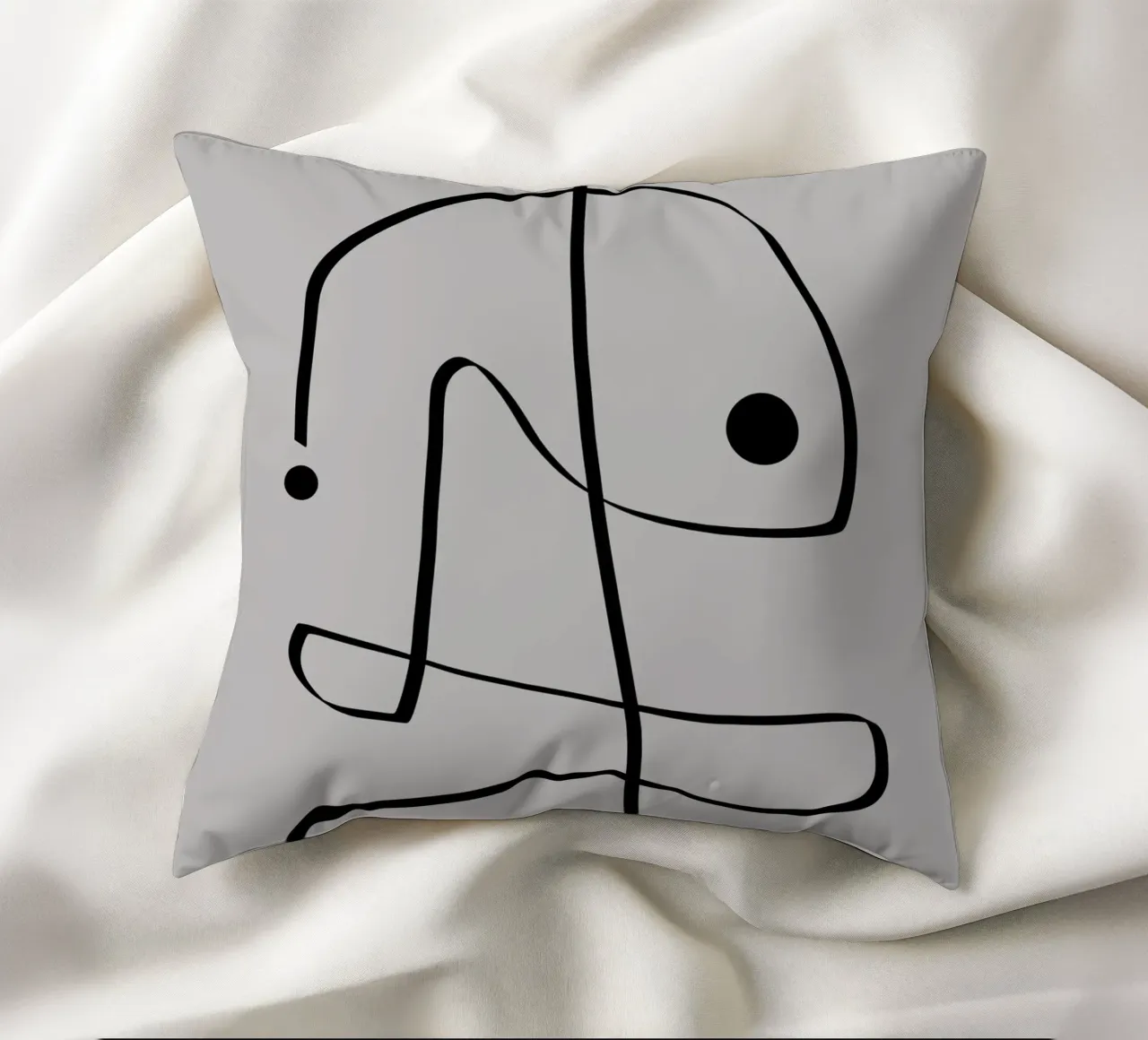 Figure with lines in taupe II decorative cushion by Imaginative
