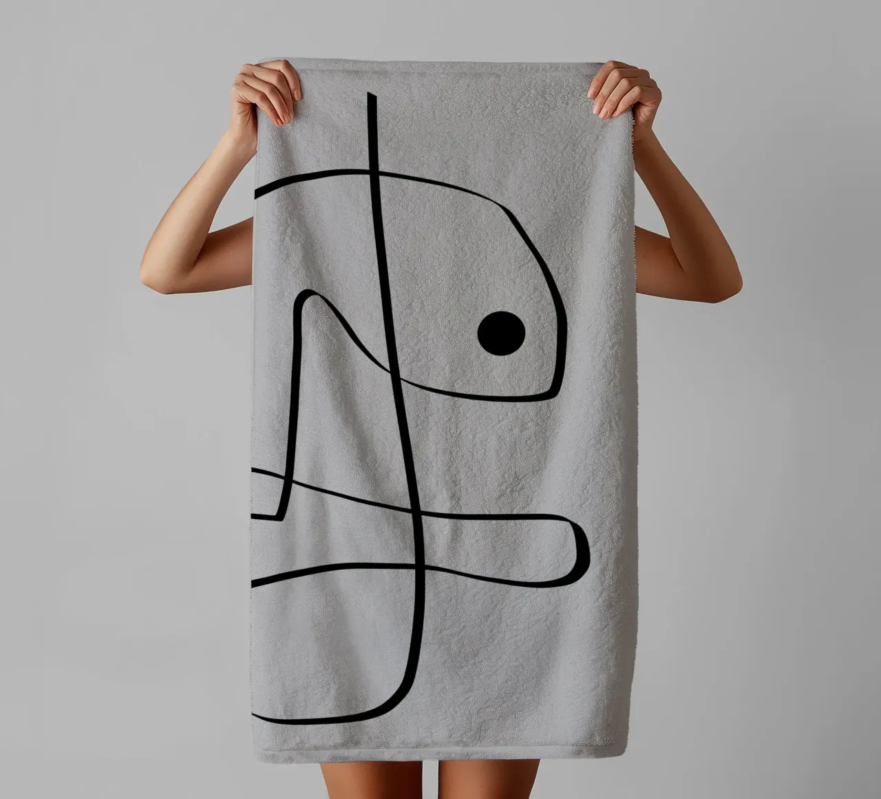 Figure with lines in taupe II towel by Imaginative